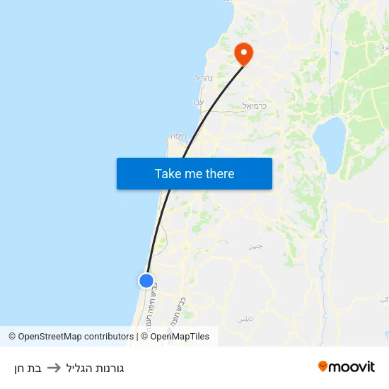 בת חן to גורנות הגליל map