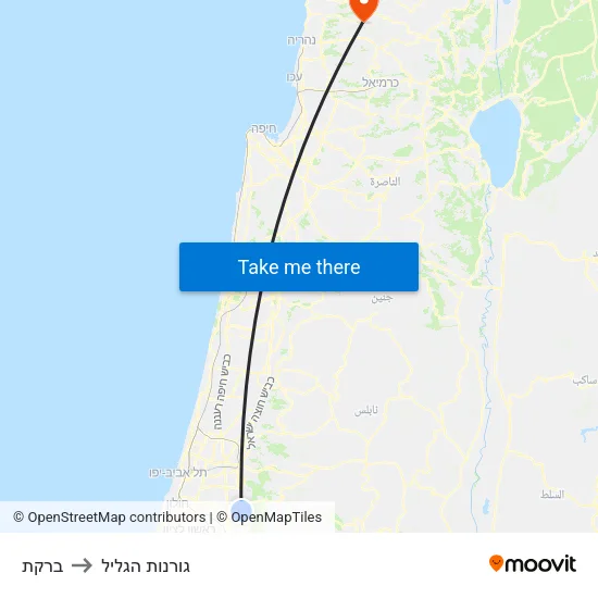 ברקת to גורנות הגליל map