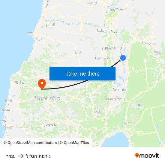 עמיר to גורנות הגליל map