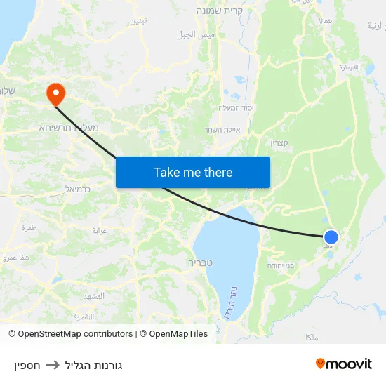 חספין to גורנות הגליל map