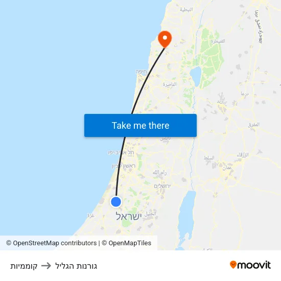 קוממיות to גורנות הגליל map