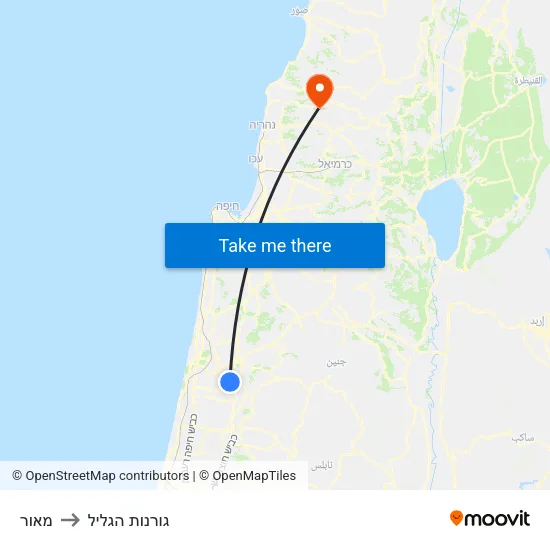 מאור to גורנות הגליל map
