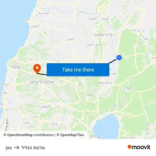 גונן to גורנות הגליל map