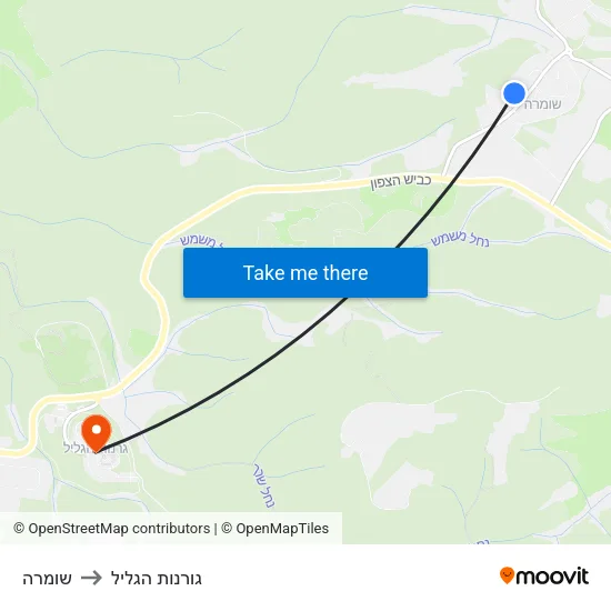 שומרה to גורנות הגליל map