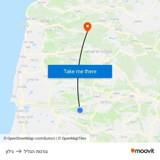 גילון to גורנות הגליל map