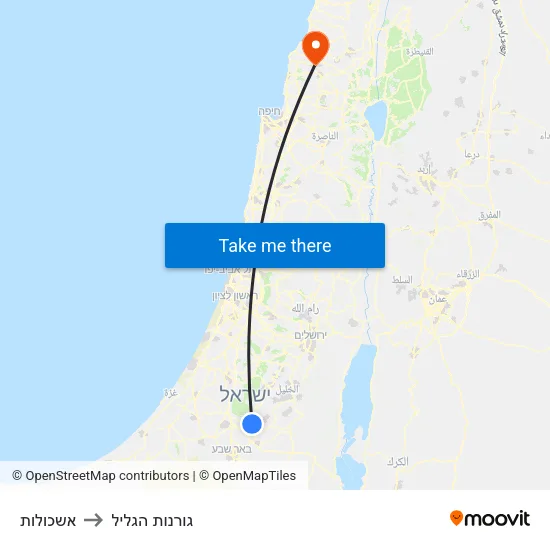 אשכולות to גורנות הגליל map