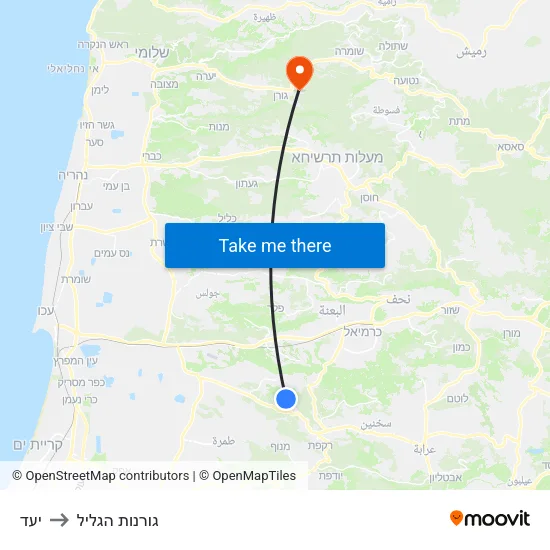 יעד to גורנות הגליל map