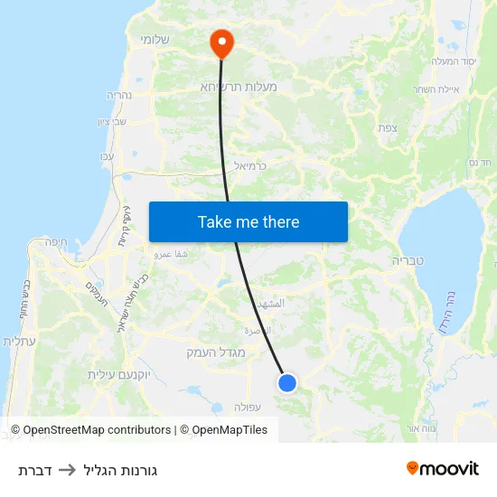 דברת to גורנות הגליל map