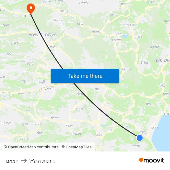 חמאם to גורנות הגליל map