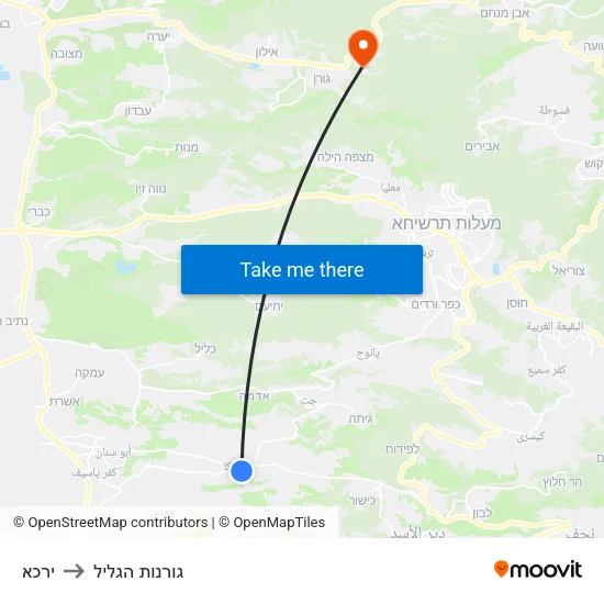ירכא to גורנות הגליל map