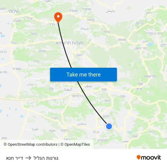 דייר חנא to גורנות הגליל map