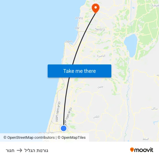 חגור to גורנות הגליל map