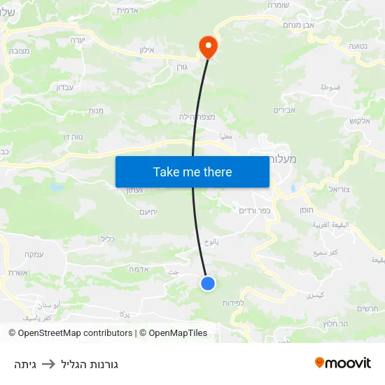 גיתה to גורנות הגליל map