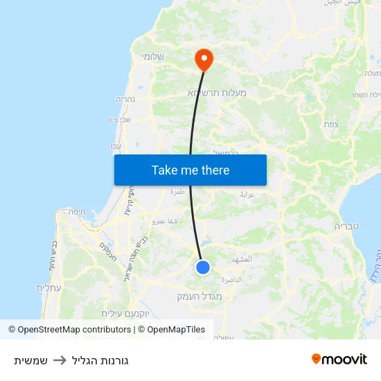 שמשית to גורנות הגליל map