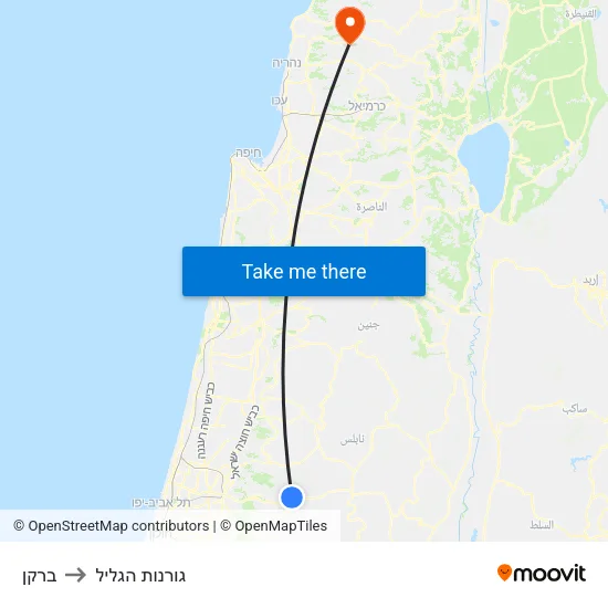 ברקן to גורנות הגליל map