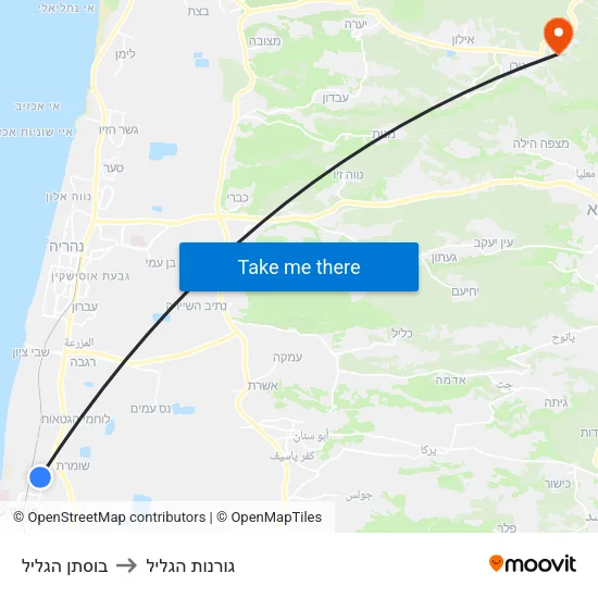 בוסתן הגליל to גורנות הגליל map