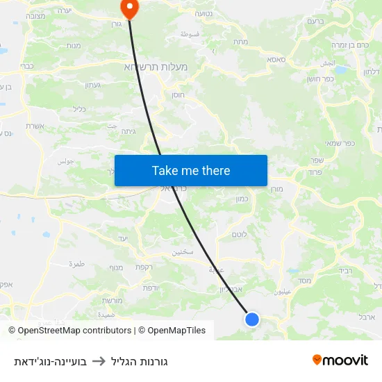 בועיינה-נוג'ידאת to גורנות הגליל map