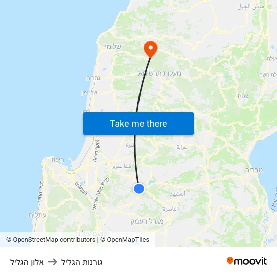 אלון הגליל to גורנות הגליל map