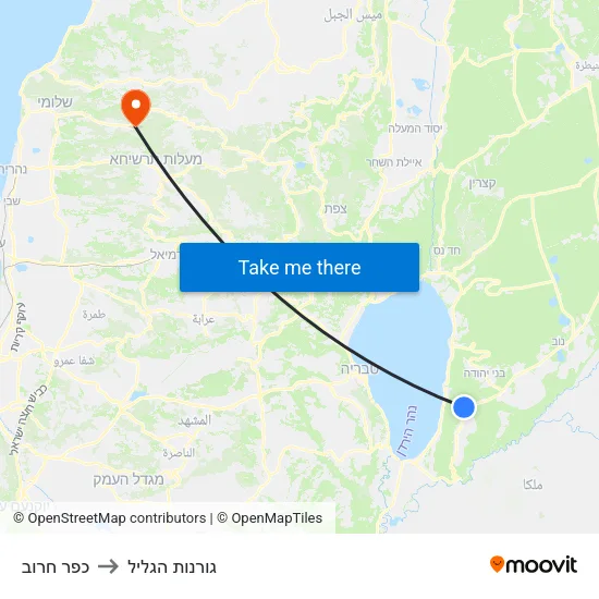כפר חרוב to גורנות הגליל map