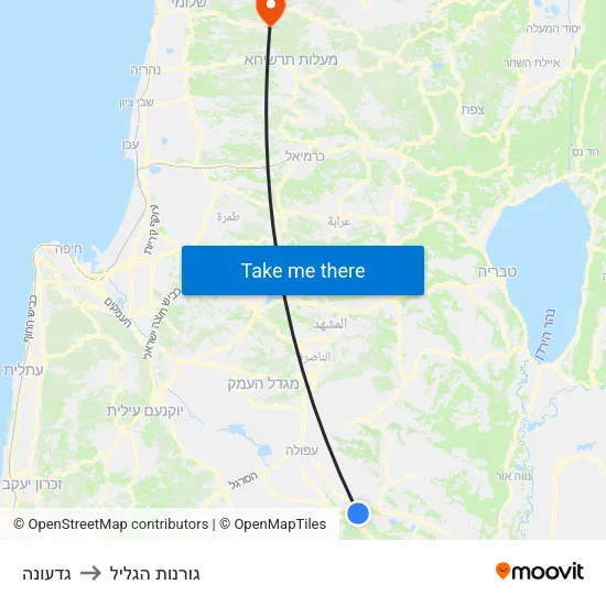 גדעונה to גורנות הגליל map