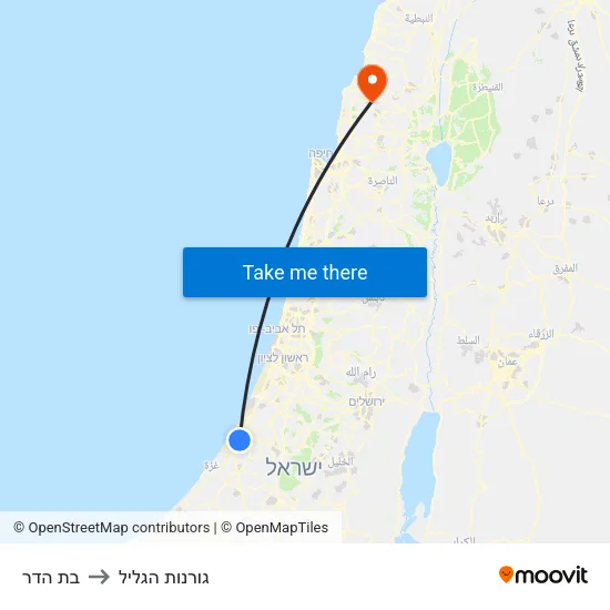 בת הדר to גורנות הגליל map