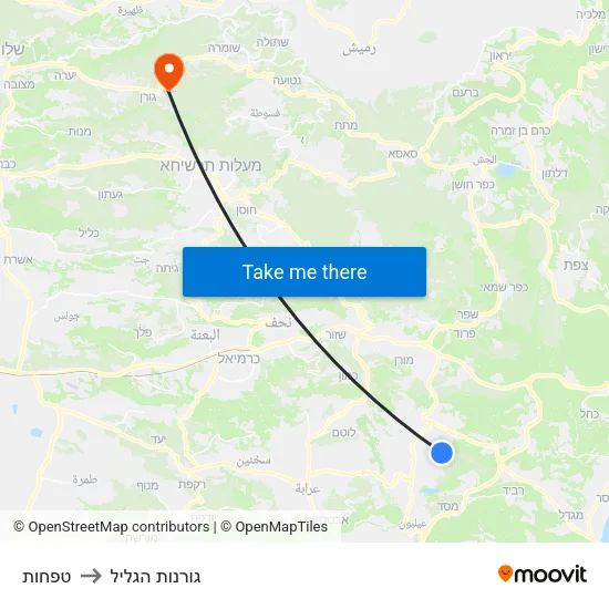 טפחות to גורנות הגליל map