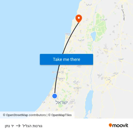 יד נתן to גורנות הגליל map