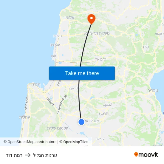 רמת דוד to גורנות הגליל map