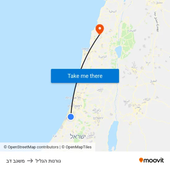 משגב דב to גורנות הגליל map