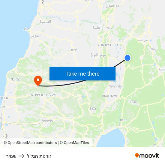 שמיר to גורנות הגליל map