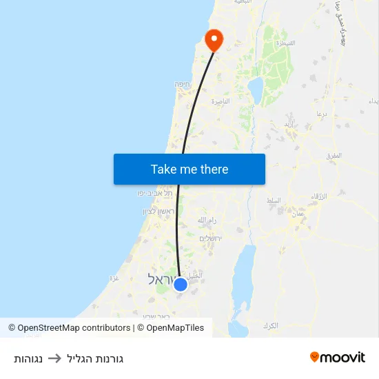 נגוהות to גורנות הגליל map
