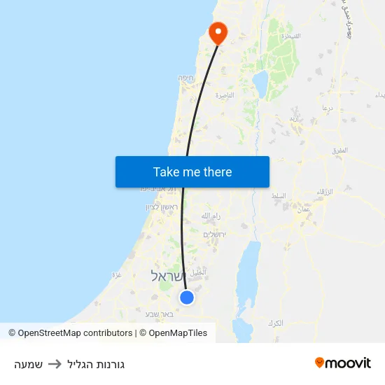 שמעה to גורנות הגליל map