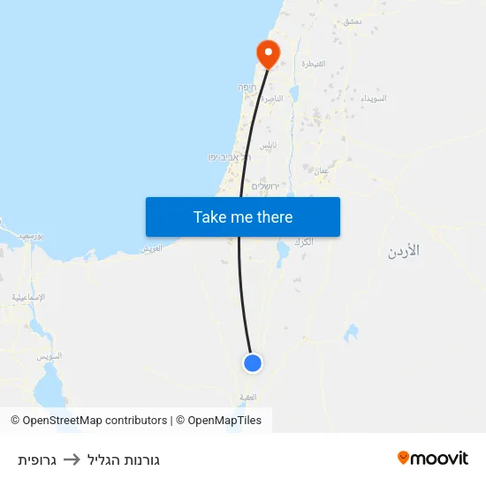 גרופית to גורנות הגליל map