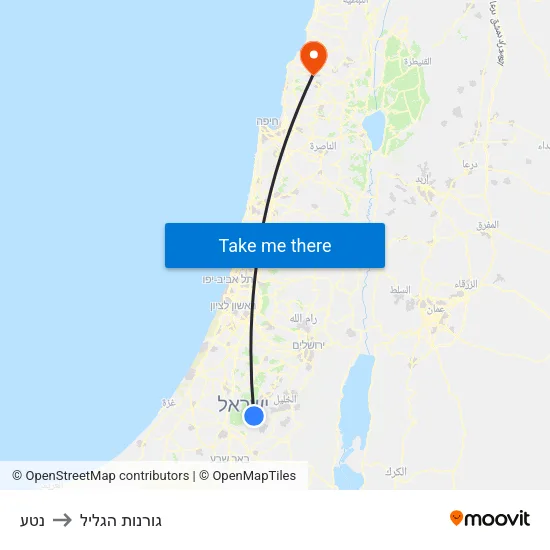 נטע to גורנות הגליל map