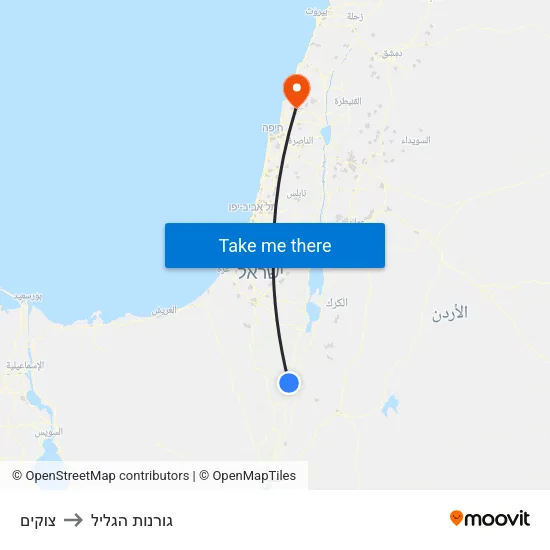 צוקים to גורנות הגליל map