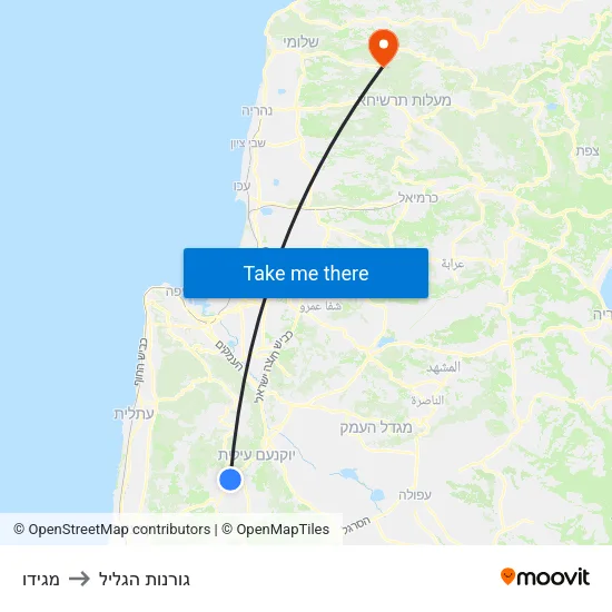 מגידו to גורנות הגליל map