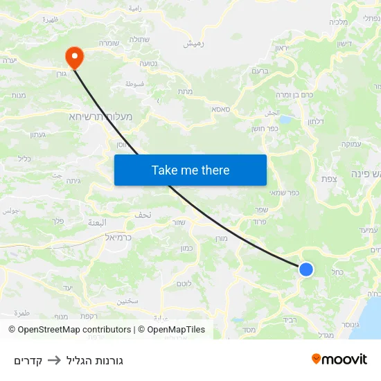 קדרים to גורנות הגליל map