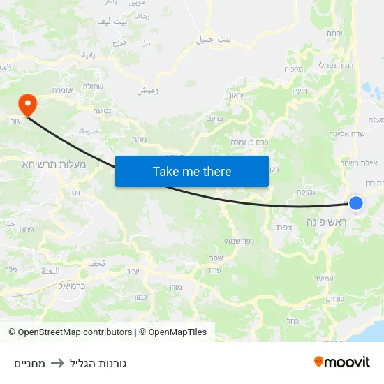 מחניים to גורנות הגליל map