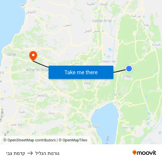 קדמת צבי to גורנות הגליל map