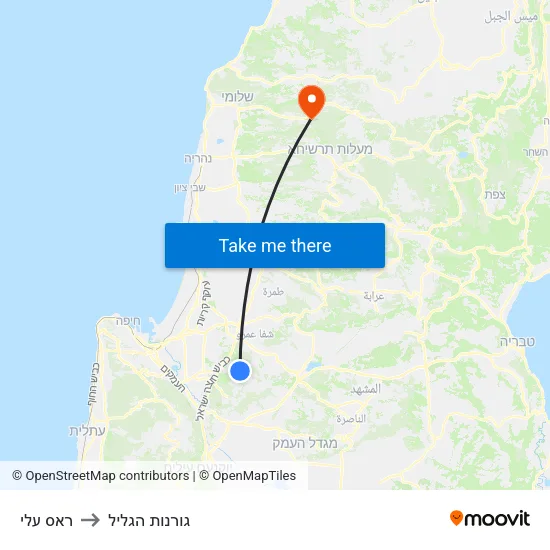 ראס עלי to גורנות הגליל map