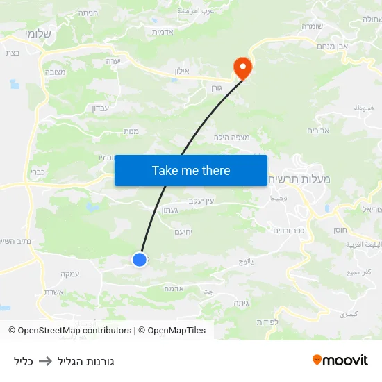 כליל to גורנות הגליל map