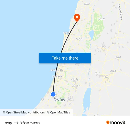 עוצם to גורנות הגליל map