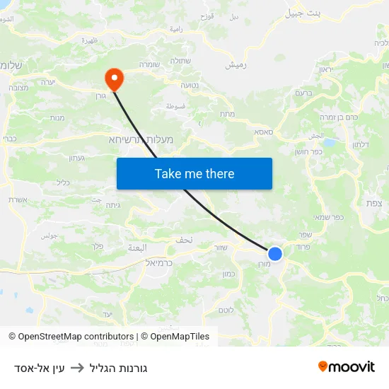 עין אל-אסד to גורנות הגליל map