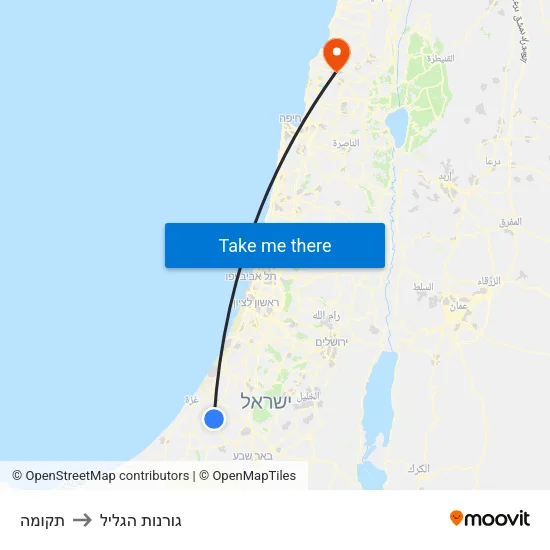 תקומה to גורנות הגליל map