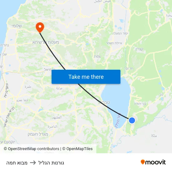 מבוא חמה to גורנות הגליל map