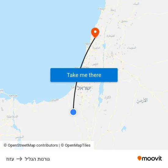 עזוז to גורנות הגליל map