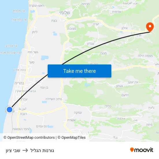 שבי ציון to גורנות הגליל map