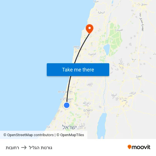 רחובות to גורנות הגליל map