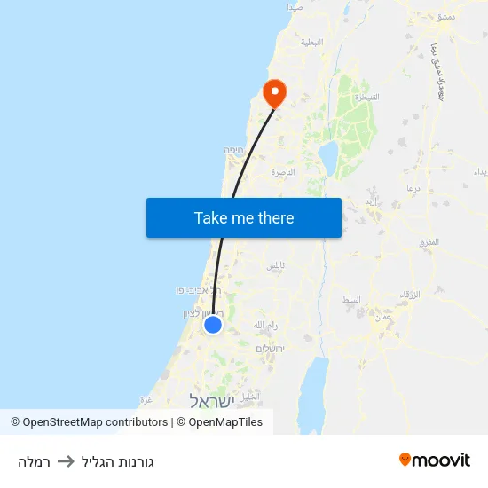 רמלה to גורנות הגליל map
