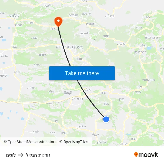 לוטם to גורנות הגליל map